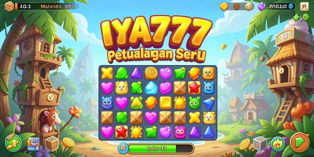 Tampilan gameplay seru dari IYA777 dengan misi Match-3.