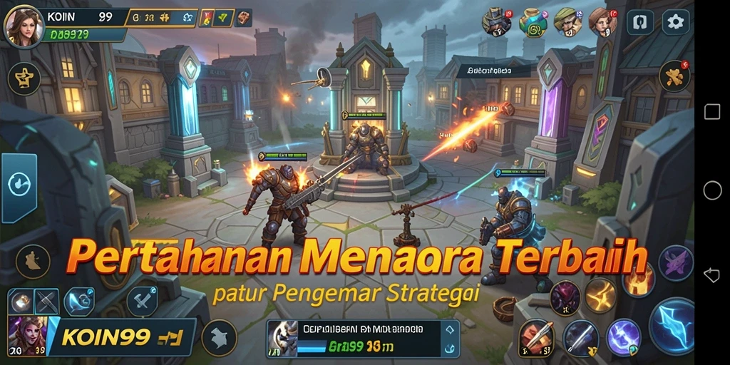 Tampilan gameplay KOIN99 yang menarik dalam genre Tower Defense.